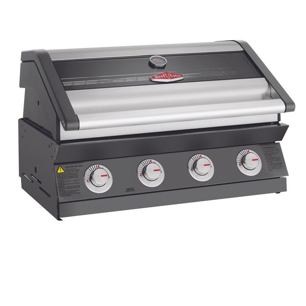 Beefeater 1600 4 Brn BBQ w/Cast iron grills - Black